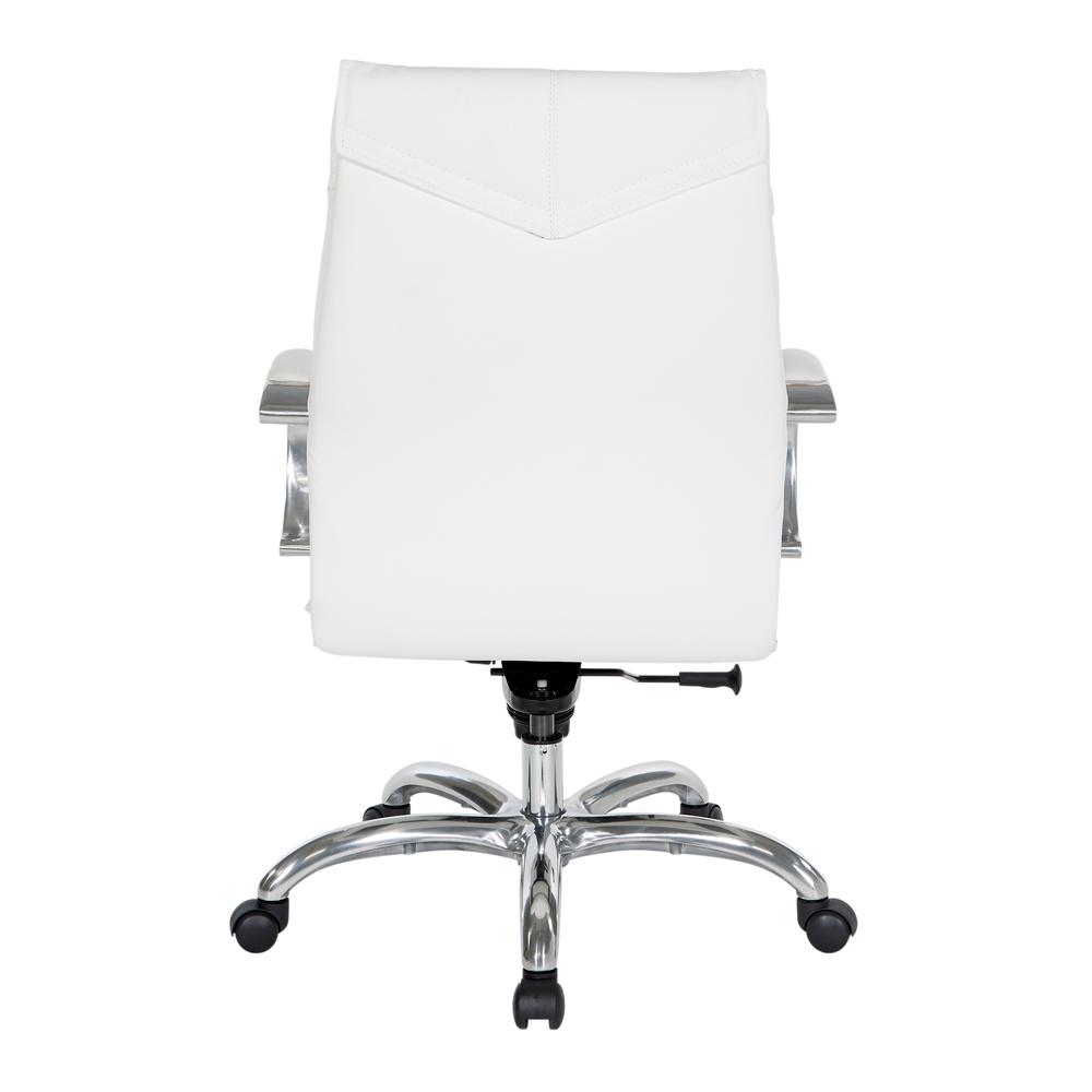 Deluxe Mid Back Executive Chair in Dillon Snow with Polished Aluminum Base and Padded Polished Aluminum Arms, 7251-R101. Picture 5