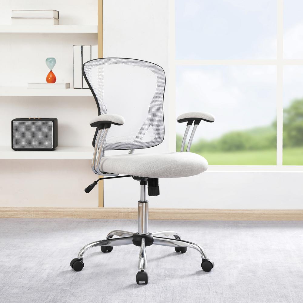 Gianna Task Chair with White Mesh Back and Linen Stone Seat. Picture 7