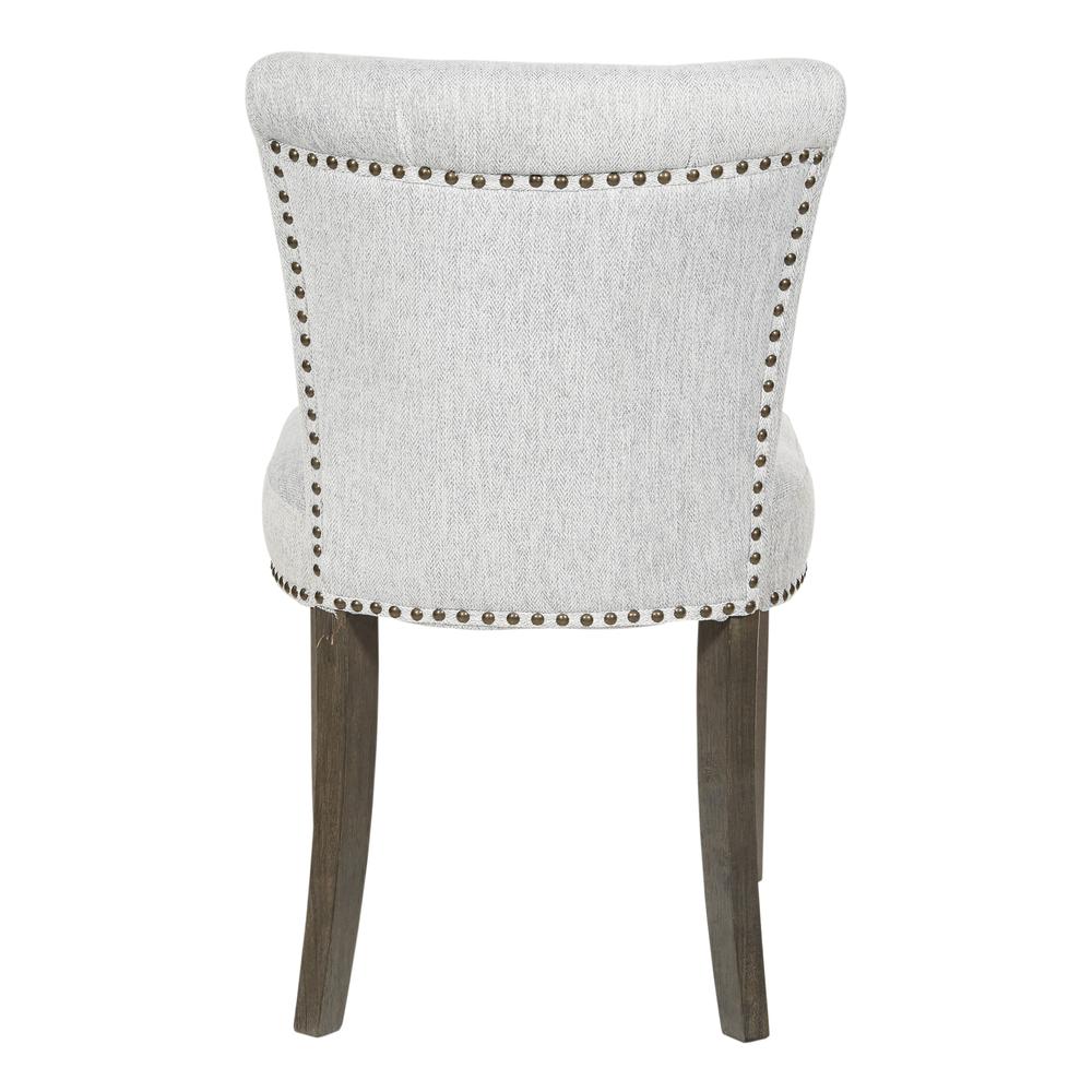 Kendal Dining Chair in Smoke Fabric with Nailhead Detail and Solid Wood Legs, KNDG-H14. Picture 5