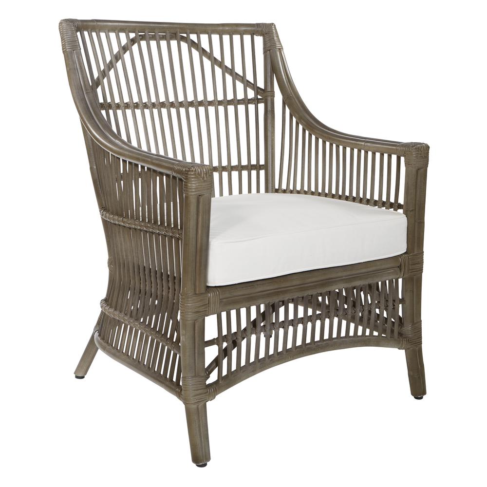 Maui Chair with Cream Cushion and Grey Washed Rattan Frame, MAU-GRY. Picture 1