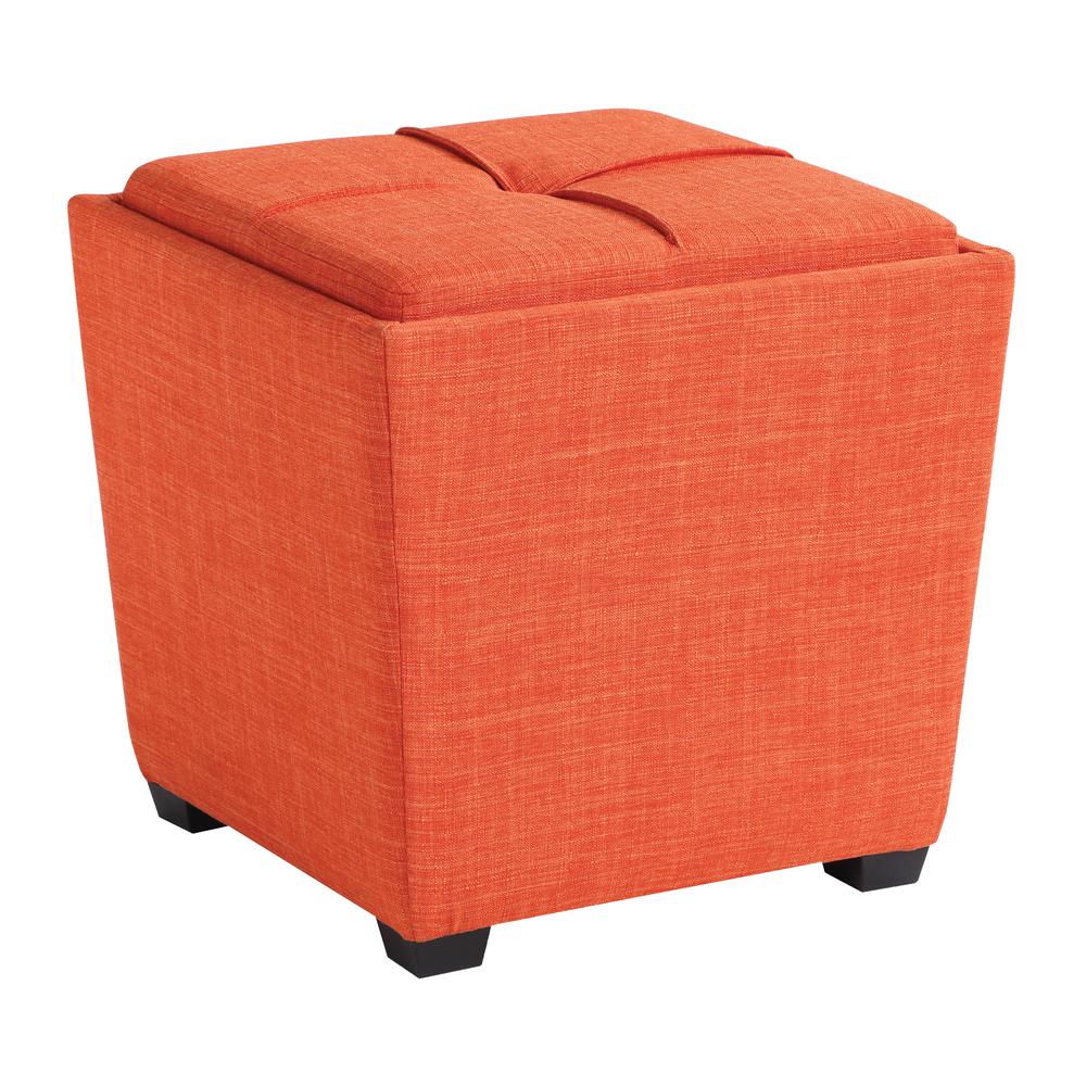 Rockford Storage Ottoman in Tangerine Fabric, RCK361-M5. Picture 1