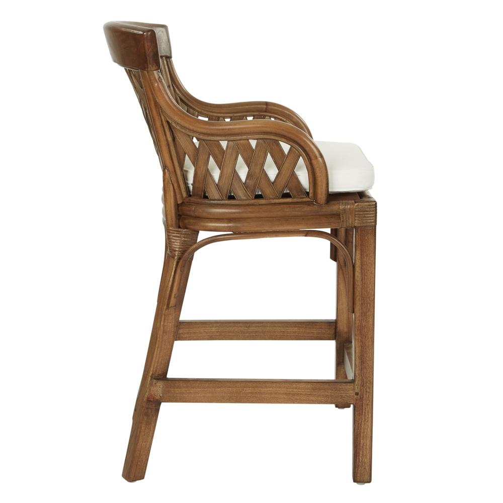 Plantation 24" Counter Stool with Brown Stained Wood Rattan Frame Finish, PLN158-BRS. Picture 3
