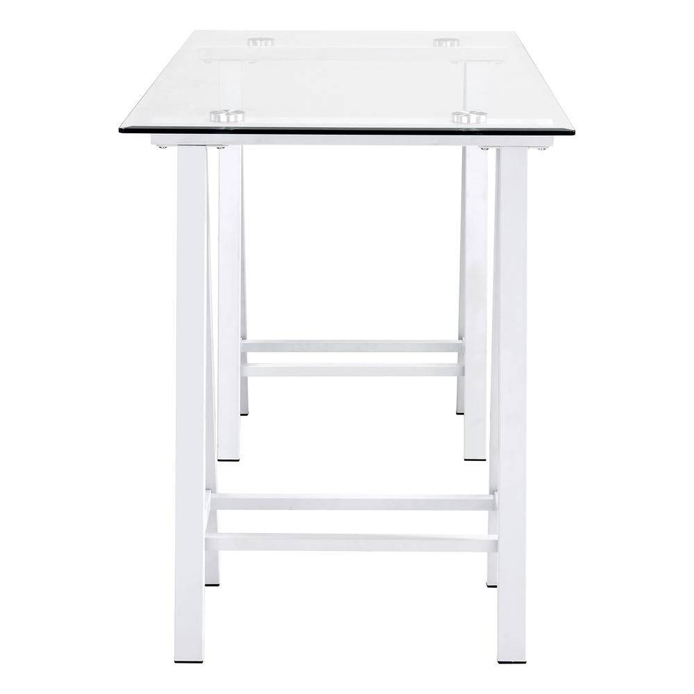 Middleton Desk with Clear Glass Top and White Base, MDL4724-WH. Picture 4