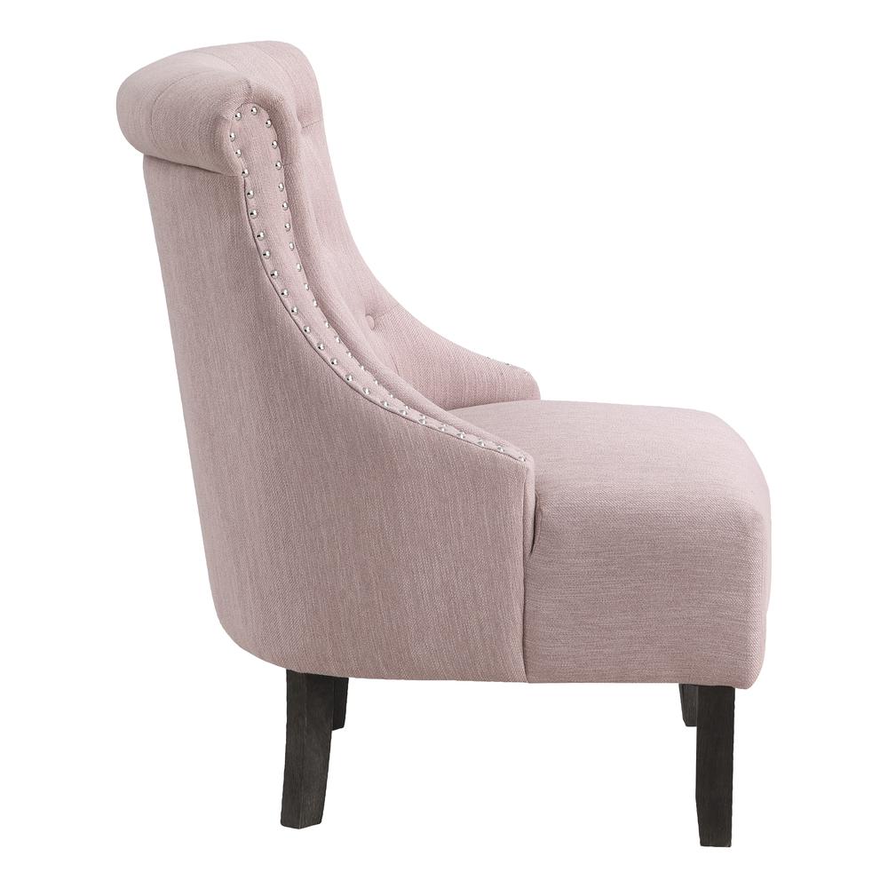 Evelyn Tufted Chair in Blush Fabric with Grey Wash Legs, SB586-B85. Picture 4