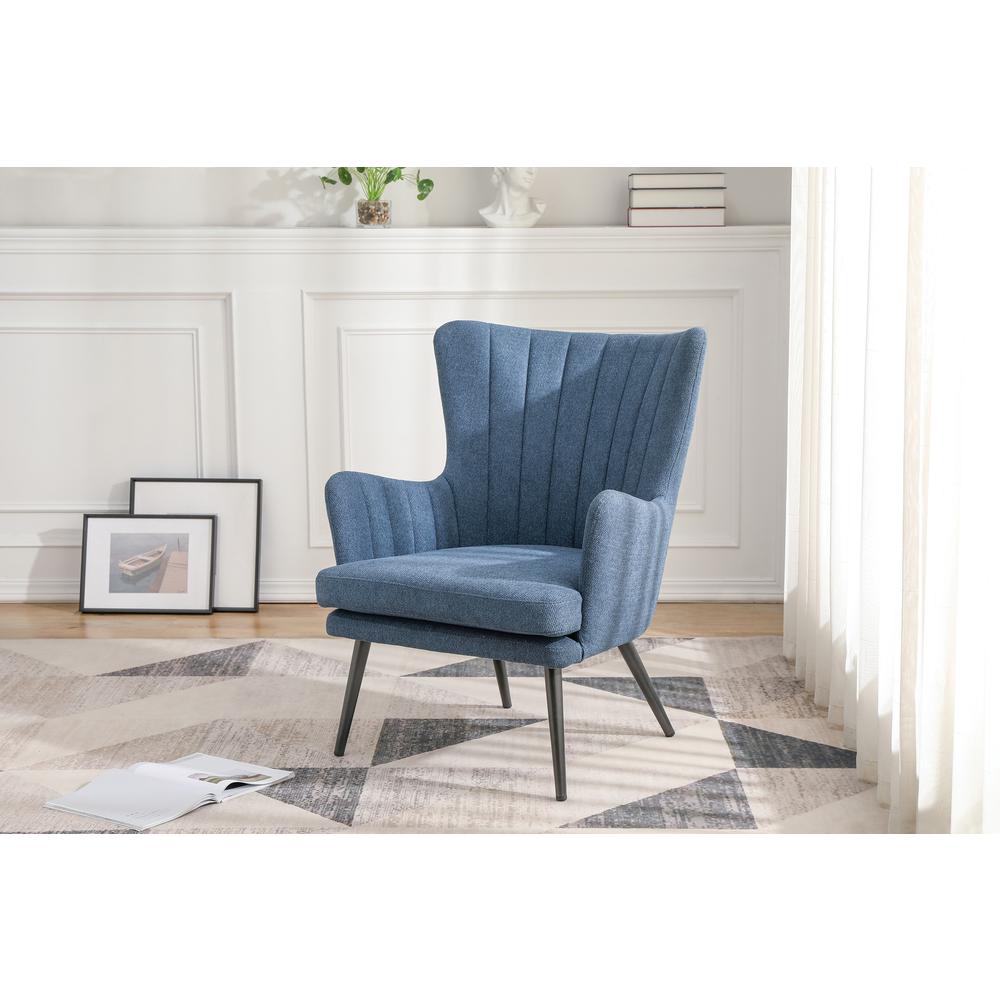 Jenson Accent Chair wih Blue Fabric and Grey Legs, JEN-9126. Picture 5