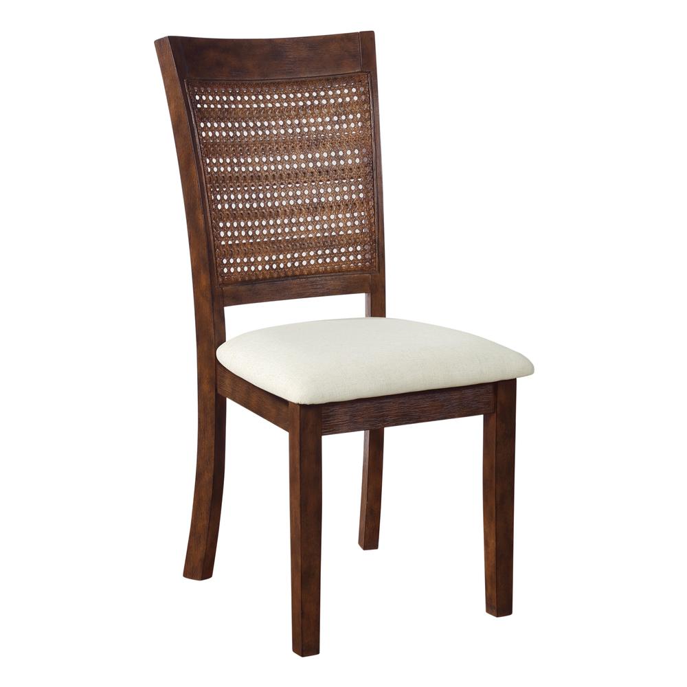 Walden Cane Back Dining Chair 2pk, Linen / Burnt Brown. Picture 1
