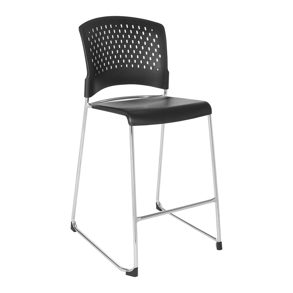 Tall Stacking Chair with Plastic Seat and Back and Chrome Frame 4-pack, DC8658RC2-3. Picture 1