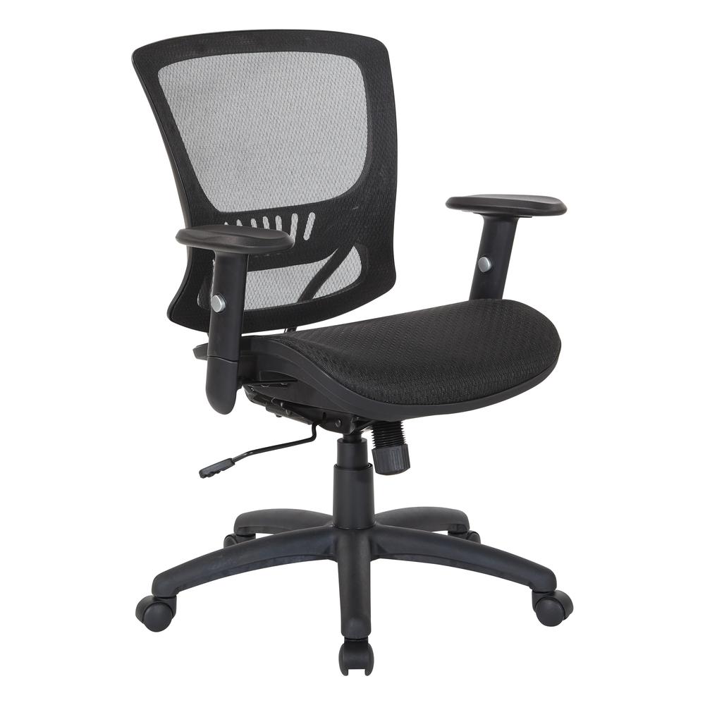 Mesh Screen Seat and Back Manager's Chair with Height Adjustable Arms and Nylon Base, EM98910-3. Picture 1