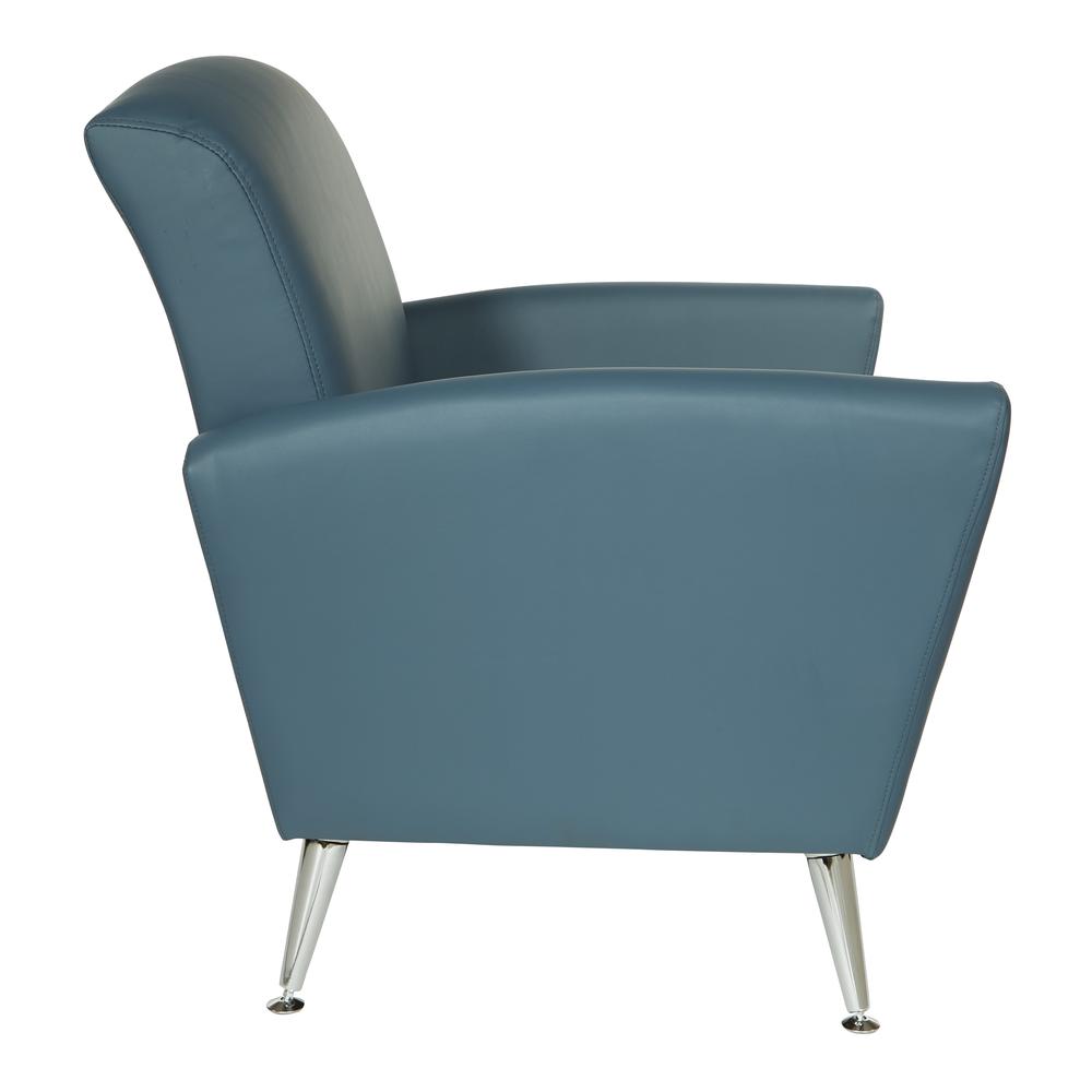 Club Chair in Dillon Blue Bonded Leather with Chrome Legs KD, SL50551-R105. Picture 3