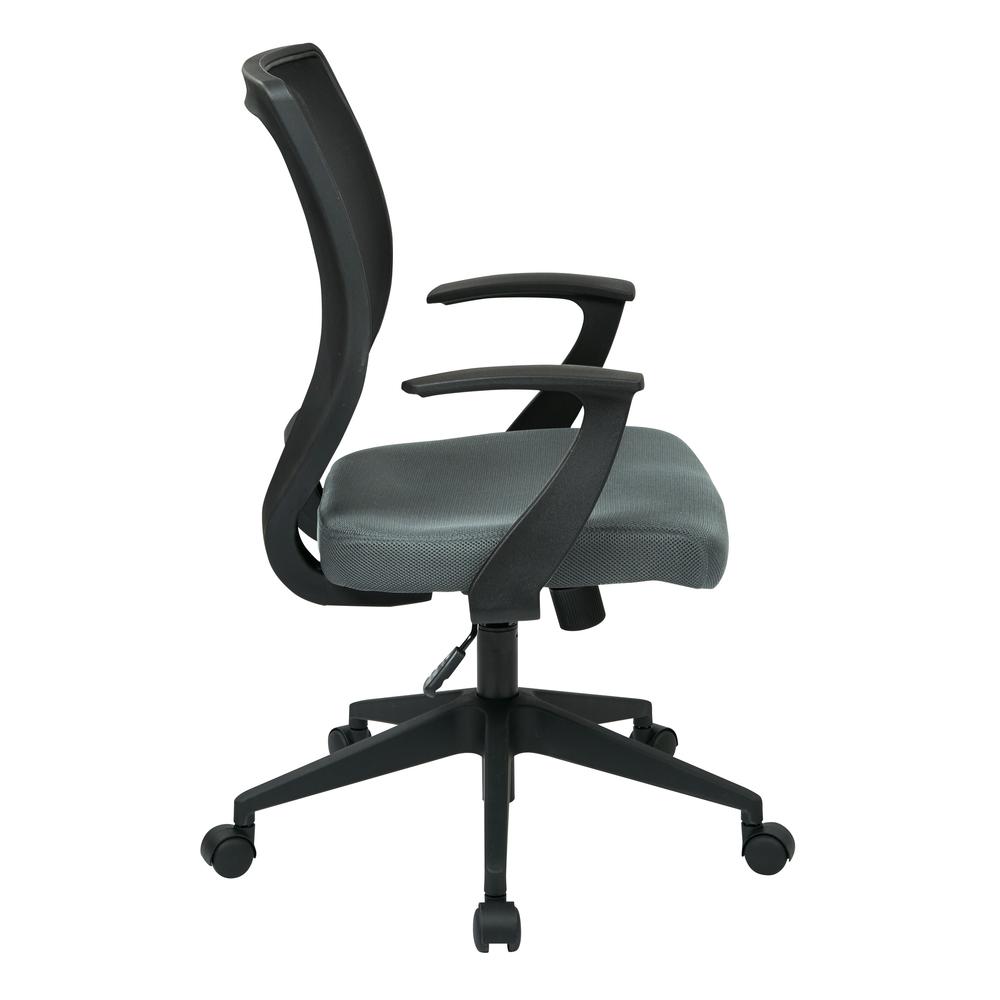 Screen Back Task Chair with "T" Arms in Fun Colors Grey fabric, EM51022N-2M. Picture 3