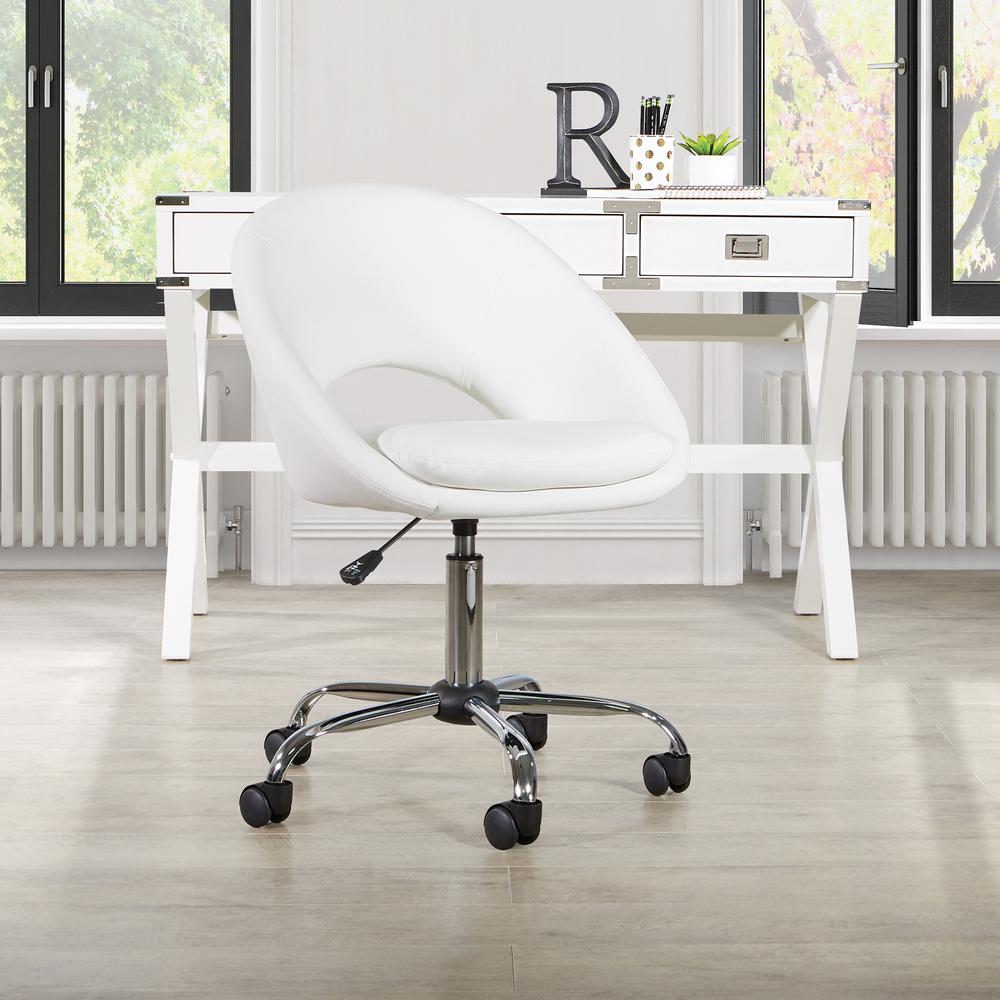 Milo Height Adjustable Home Office Chair in Durable White Faux Leather, ML26SA-W32. Picture 5
