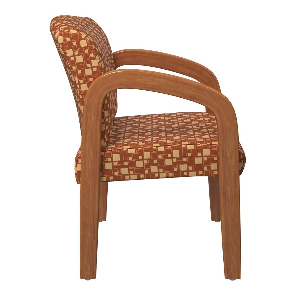 Medium Oak Finish Wood Visitor Chair in City Park Marigold fabric, WD380-K111. Picture 2