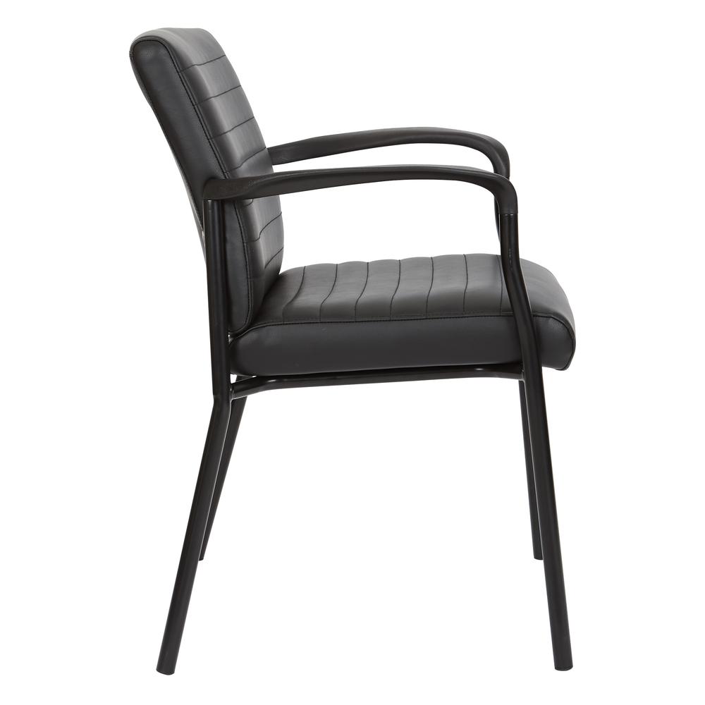 Guest Chair in Black Faux Leather with Black Frame, FL38610-U6. Picture 3