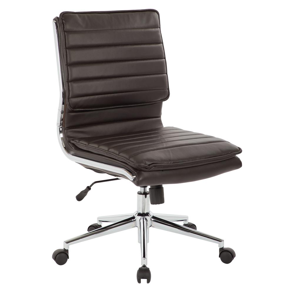Armless Mid Back Manager's Faux Leather Chair. Picture 1