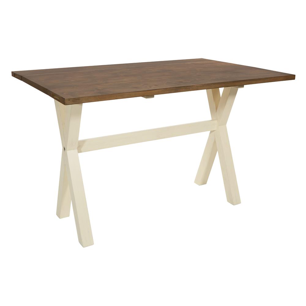 Albury Flip Top Table with Antique White Base and Wood Stain Top KD, ABR6578-AW. Picture 1