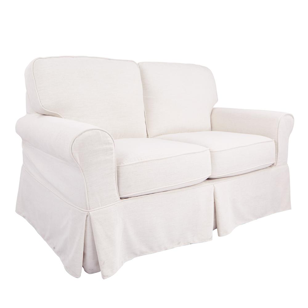 Loveseat with Ivory Slip Cover. Picture 1