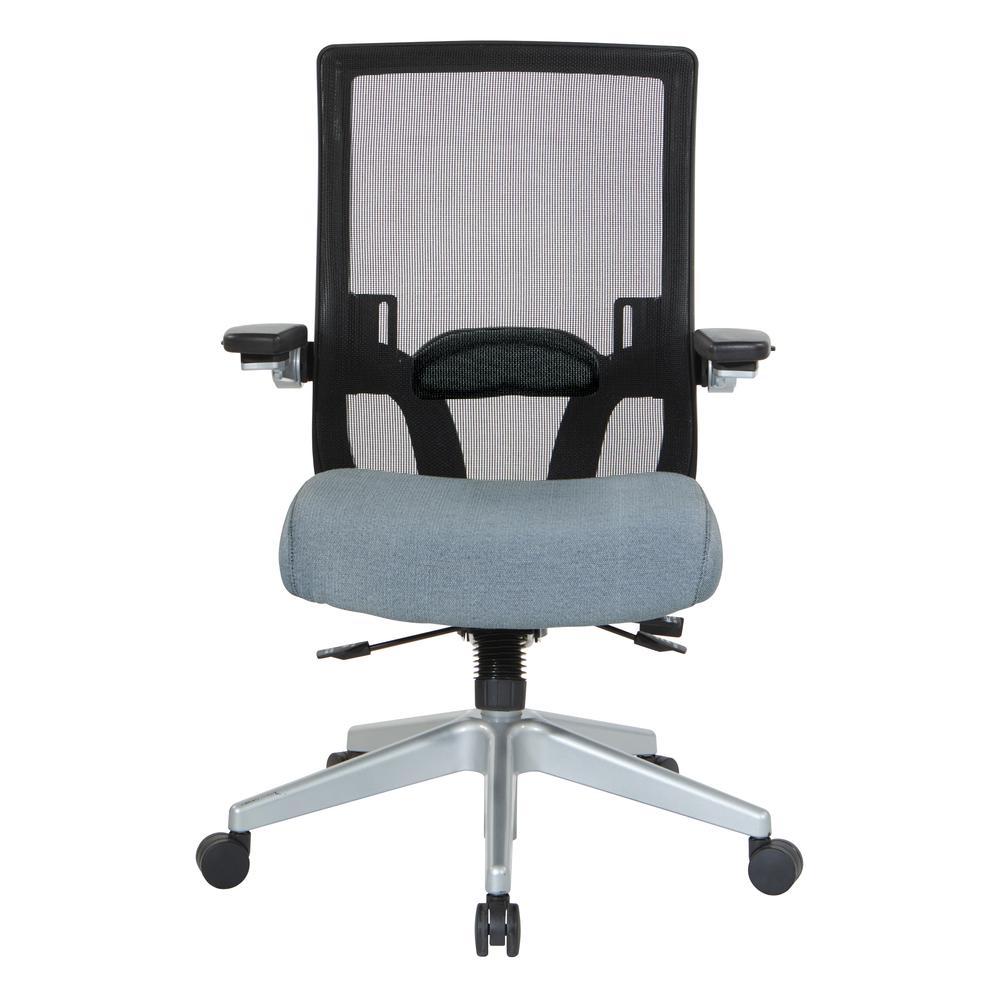 Manager's Chair with Breathable Mesh Back and Blue Fabric Seat with a Silver Base. , 867-B76N64R. Picture 2