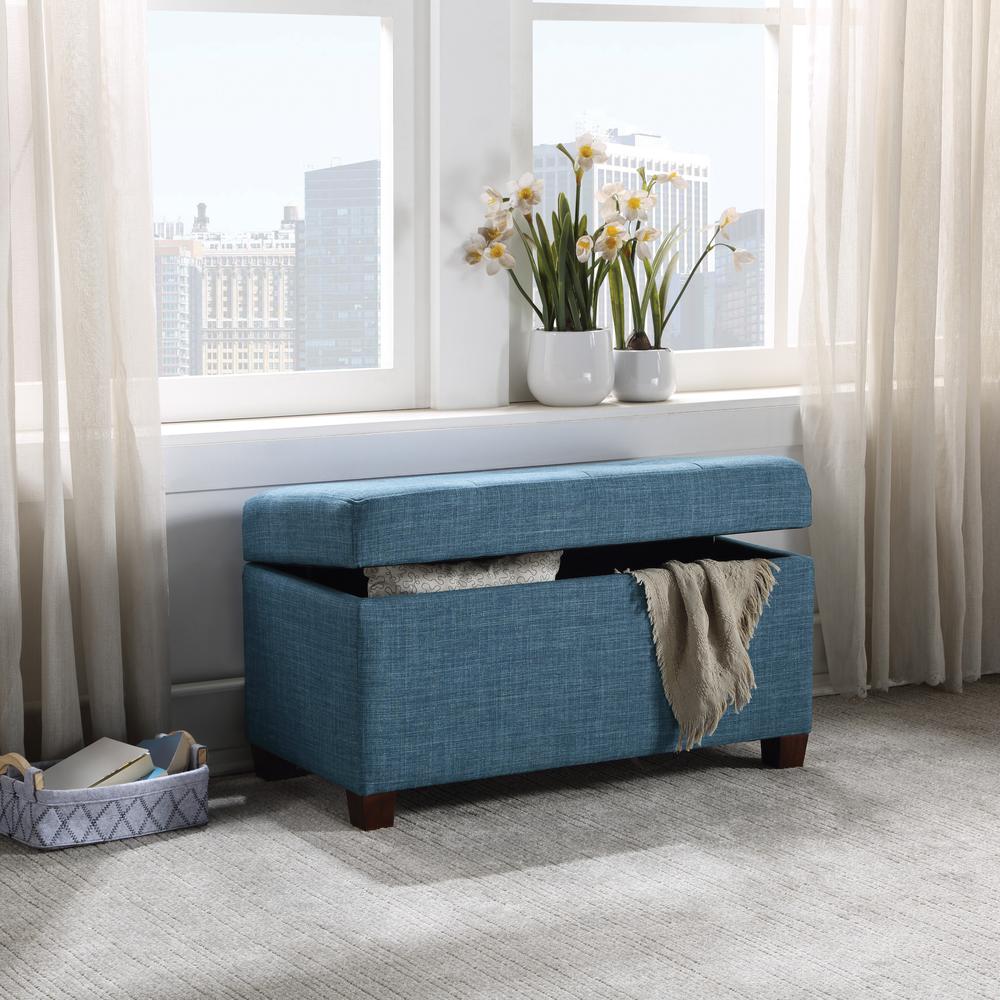 Storage Ottoman in Blue Fabric, MET804-M21. Picture 5