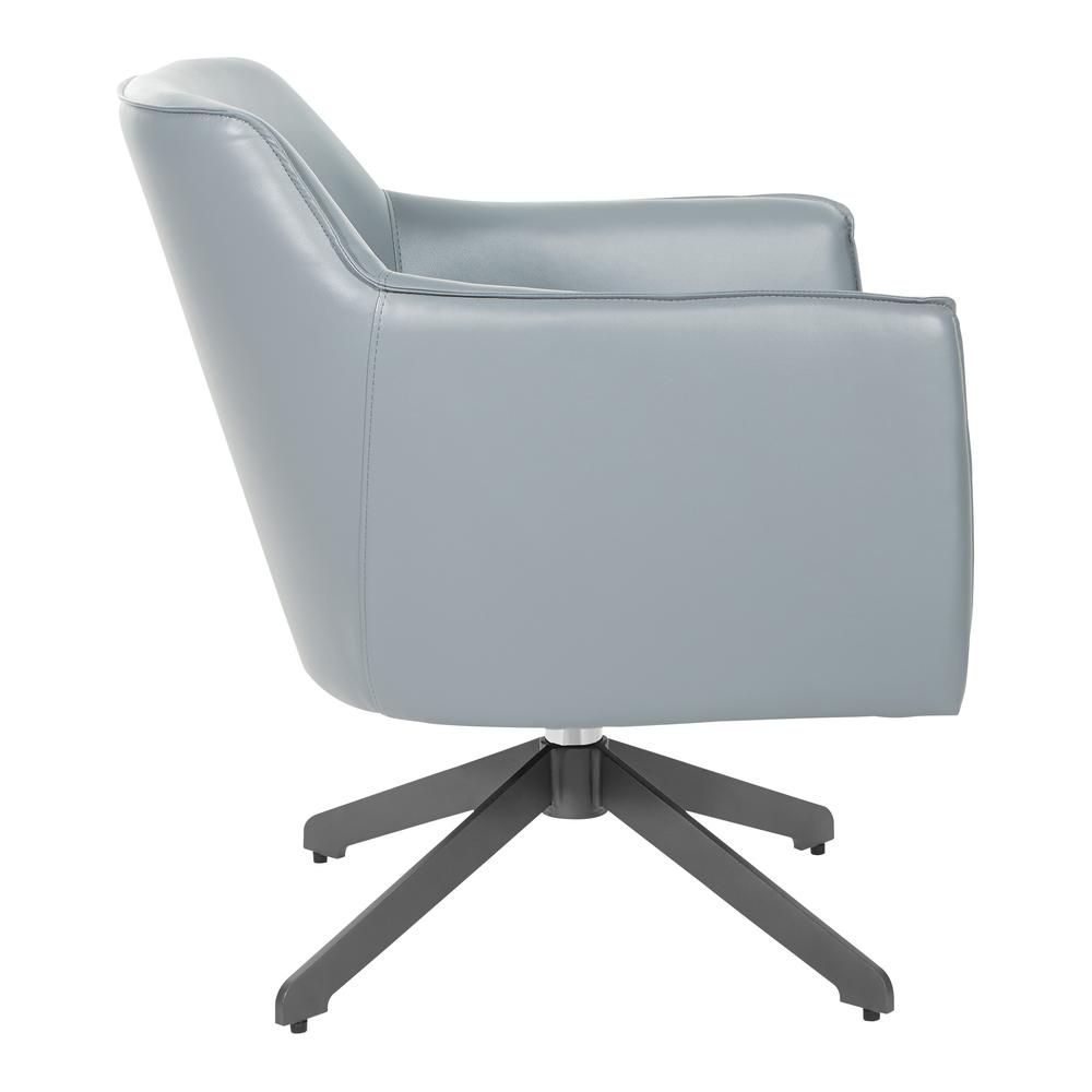 Faux Leather Guest Chair in Charcoal Grey Faux Leather with Black Base, FLH5974BK-U42. Picture 2