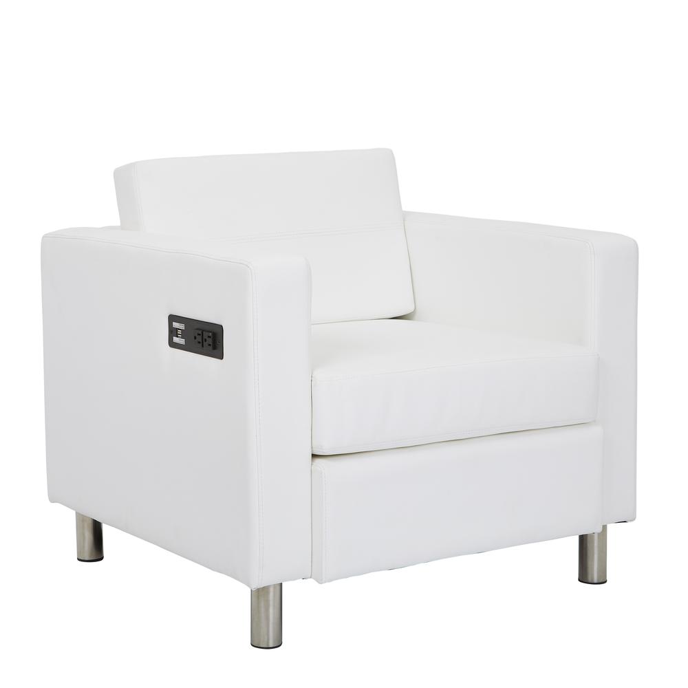 Atlantic chair with Single Charging Station in Dillon Snow Fabric K/D, ATL51-R101. Picture 1