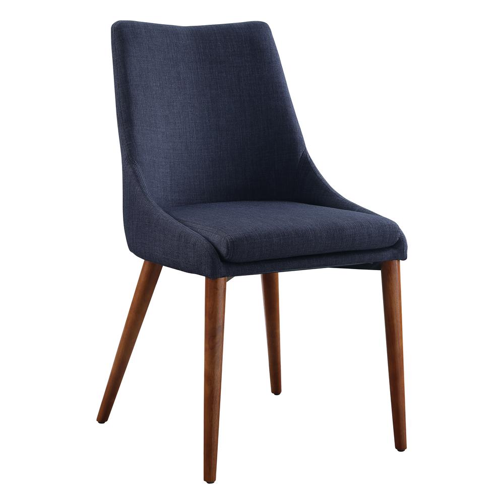 Palmer Mid-Century Modern Fabric Dining Accent Chair in Navy Fabric 2 Pack, PAM2-M19. Picture 1