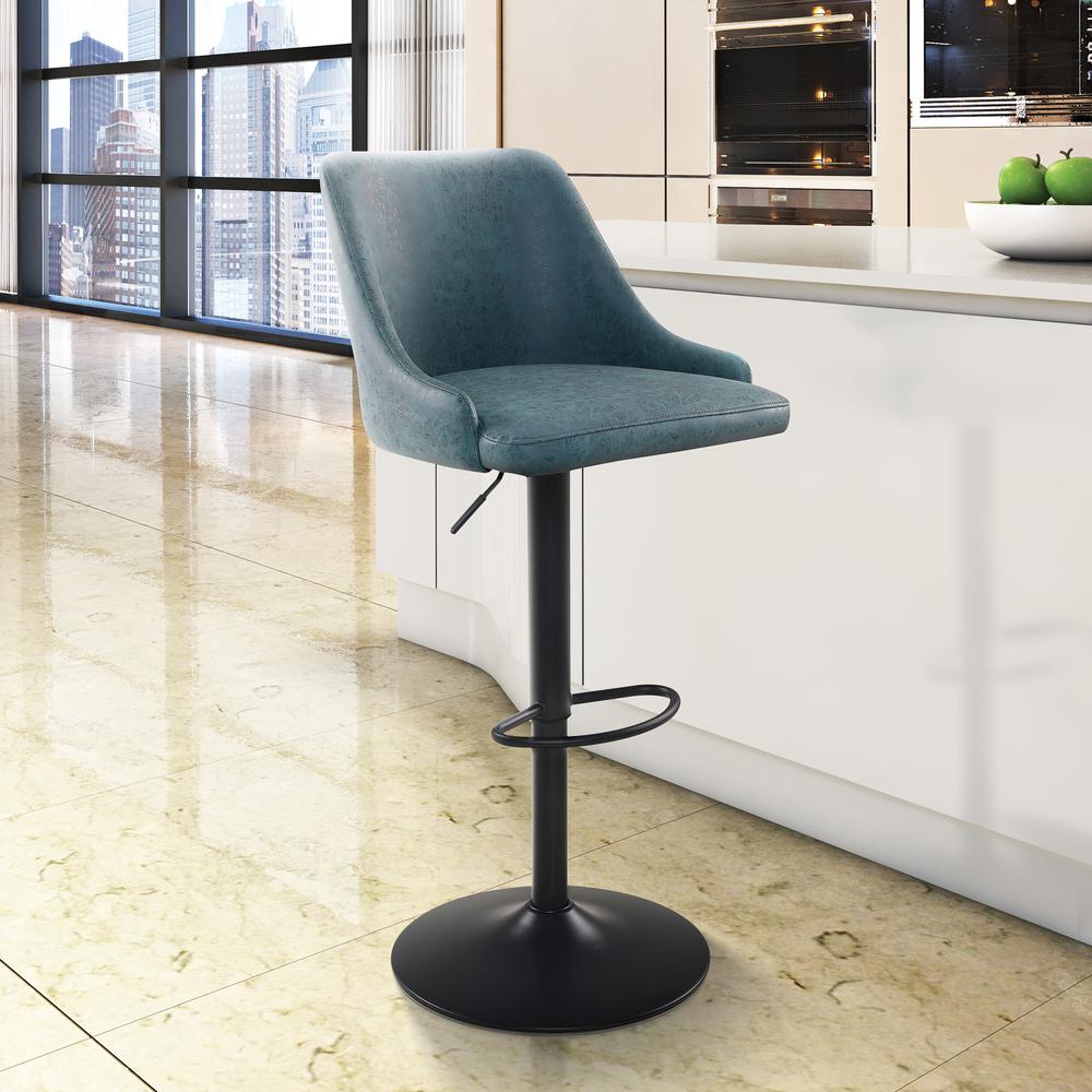 Sylmar Height Adjustable Stool in Navy Faux Leather. Picture 8