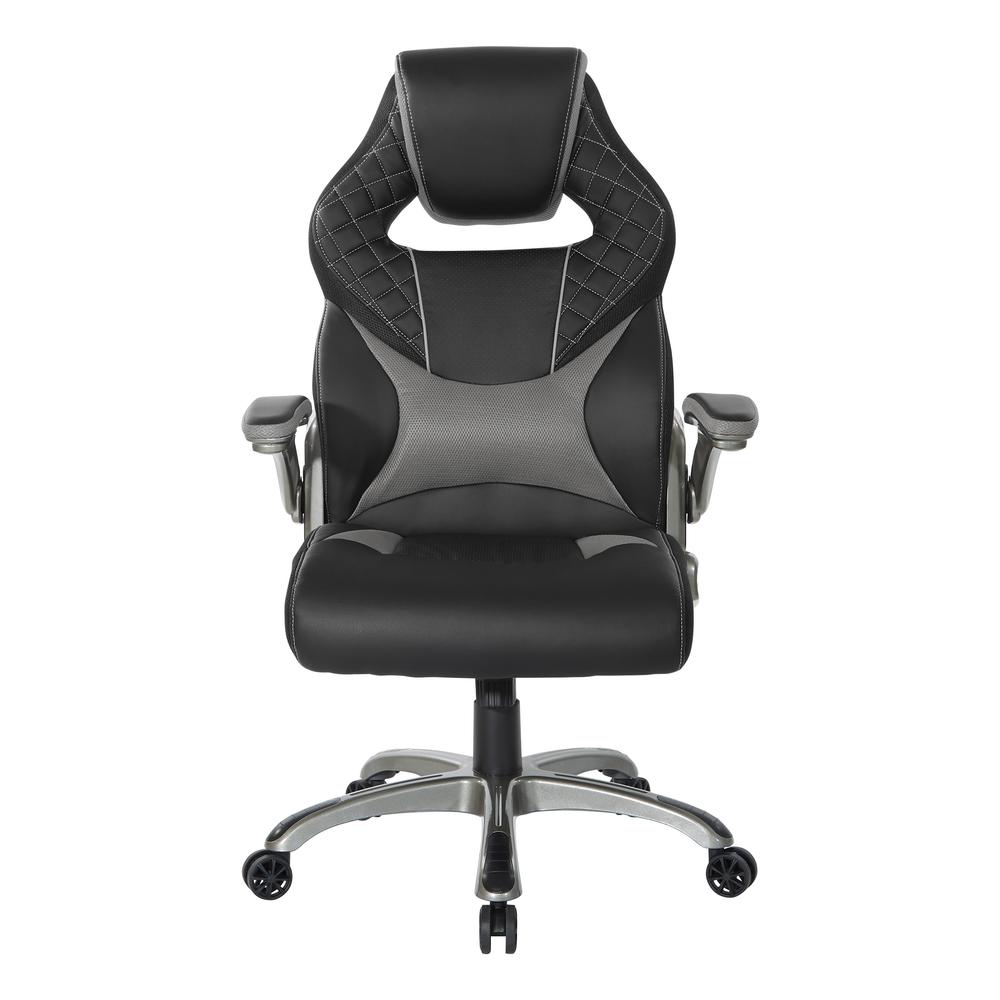 Oversite Gaming Chair in Faux Leather with Grey Accents, OVR25-GRY. Picture 3