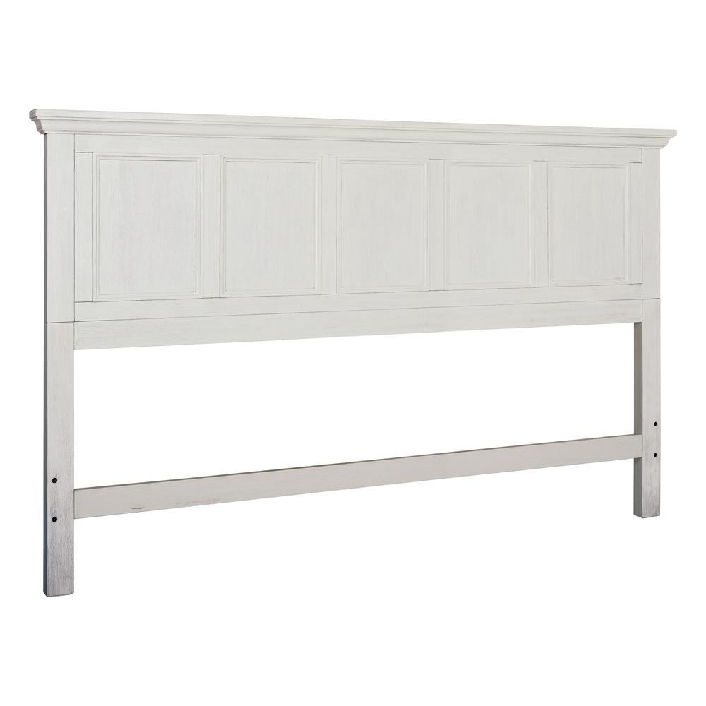 Farmhouse Basics King Bed Headboard, Rustic White. Picture 1