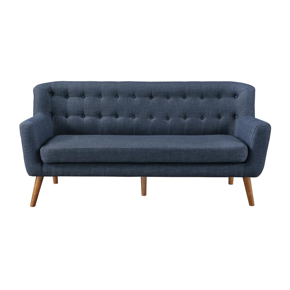 Mill Lane Mid-Century Modern 68” Tufted Sofa in Navy Fabric, MLL53-M19. Picture 3