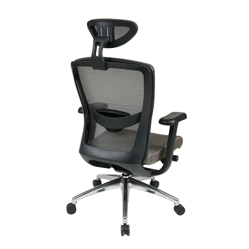 Grey ProGrid® High Back Chair with Headrest. Picture 3