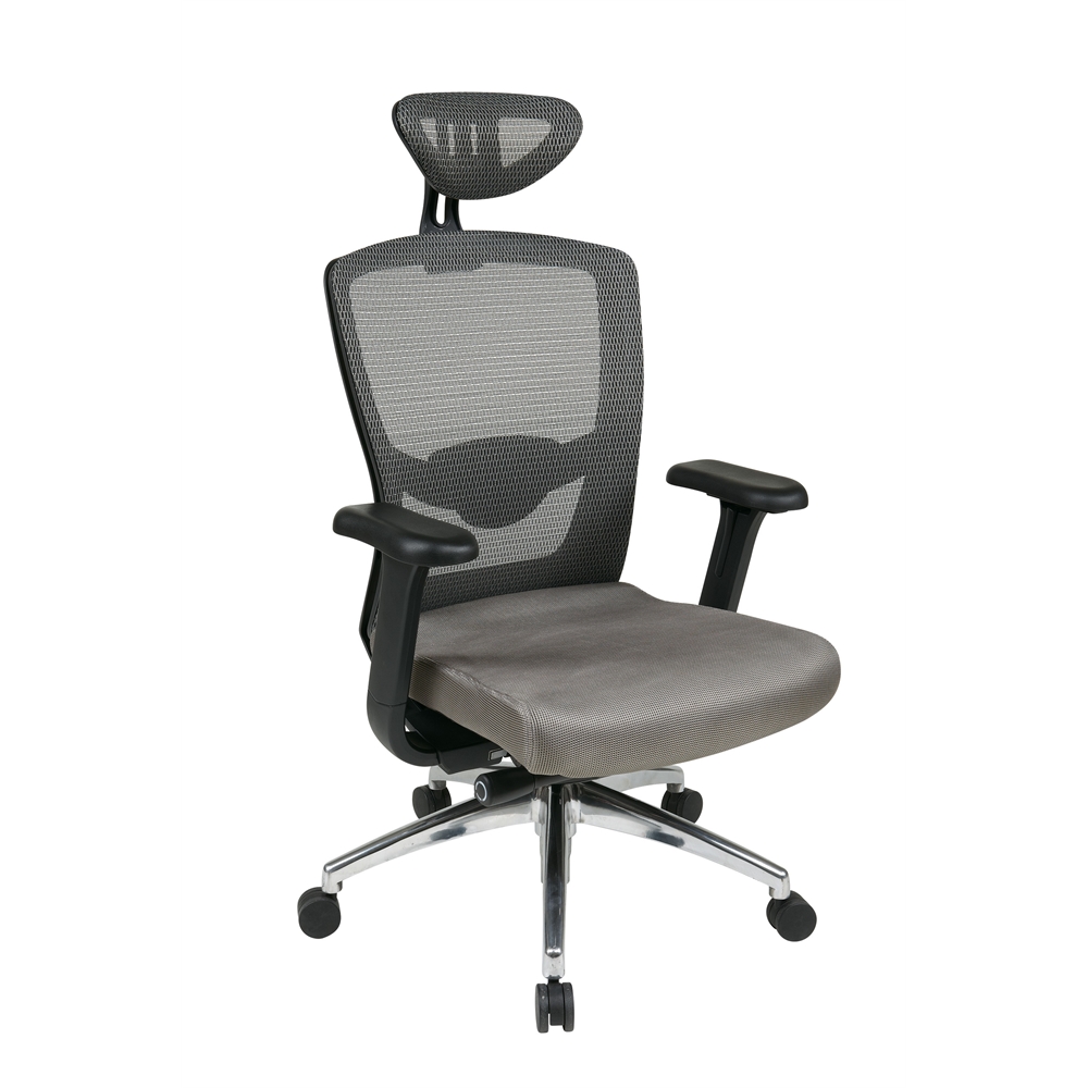 Grey ProGrid® High Back Chair with Headrest. Picture 1