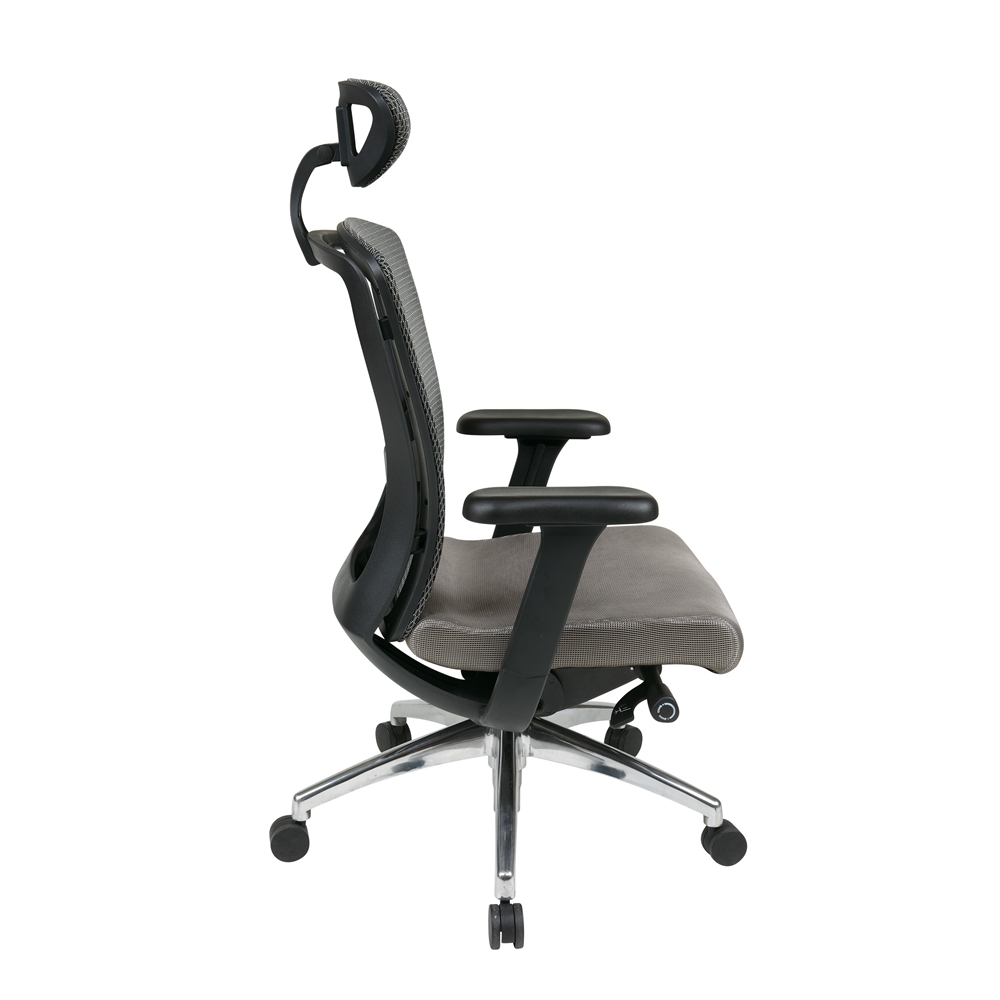 Grey ProGrid® High Back Chair with Headrest. Picture 2