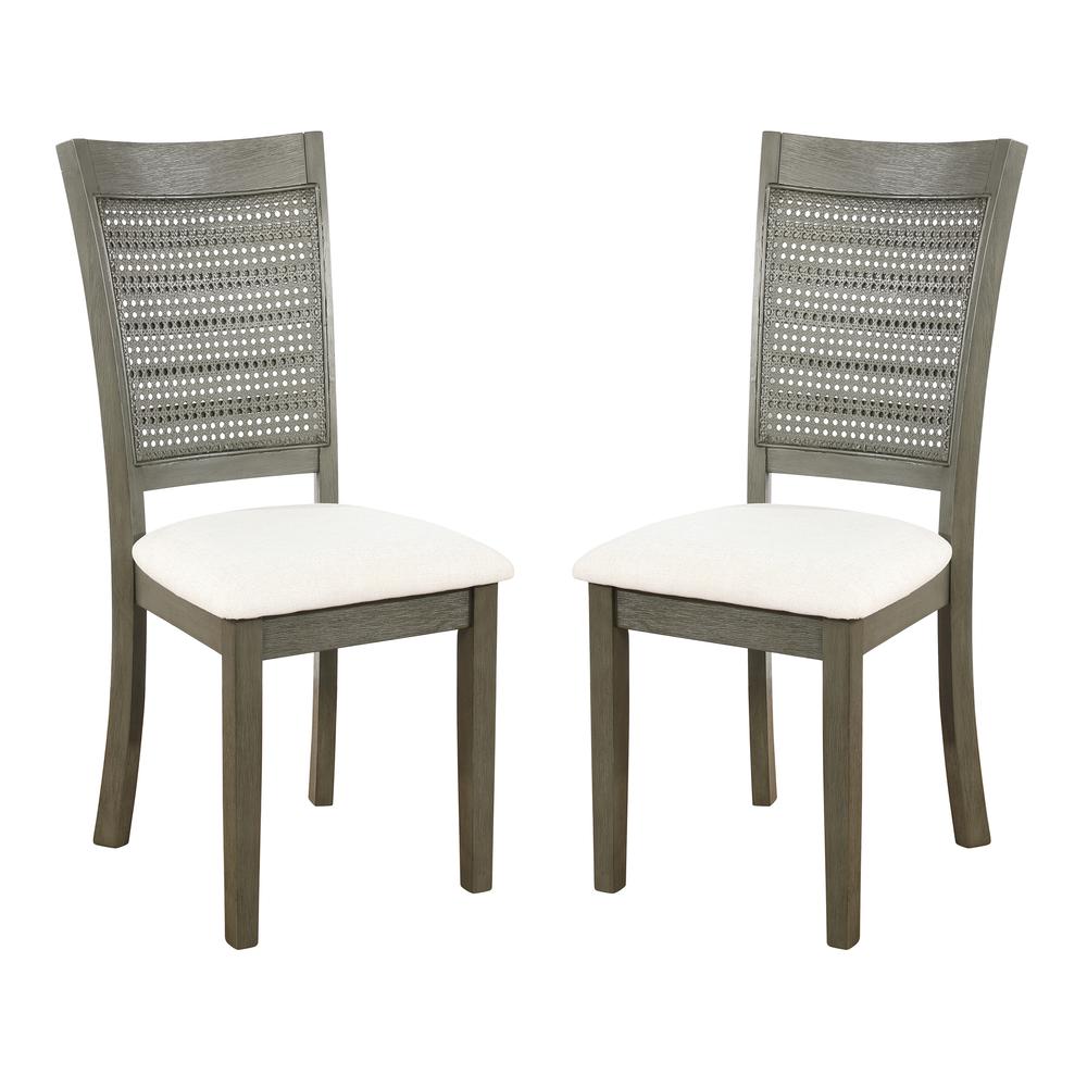 Walden Cane Back Dining Chair 2pk, Linen / Antique Grey. Picture 2