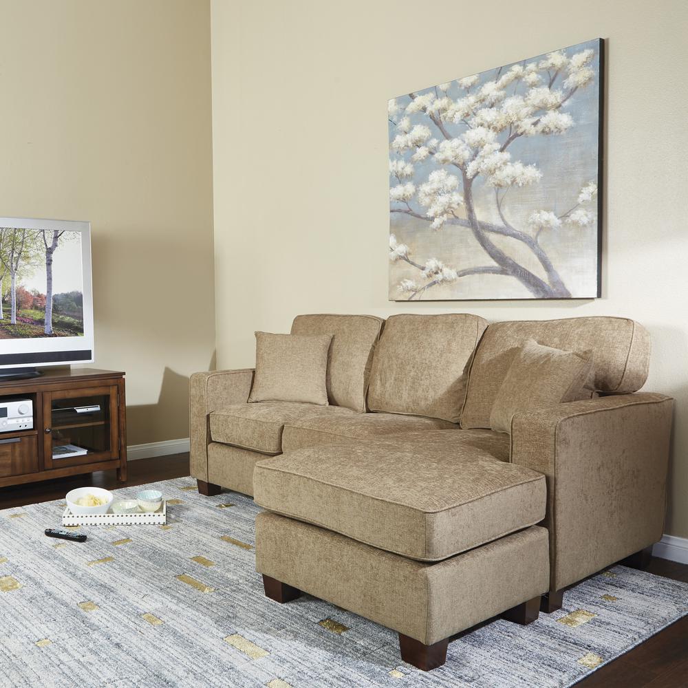 Russell Sectional in Earth fabric with 2 Pillows and Coffee Finished Legs, RSL55-SK334. Picture 5