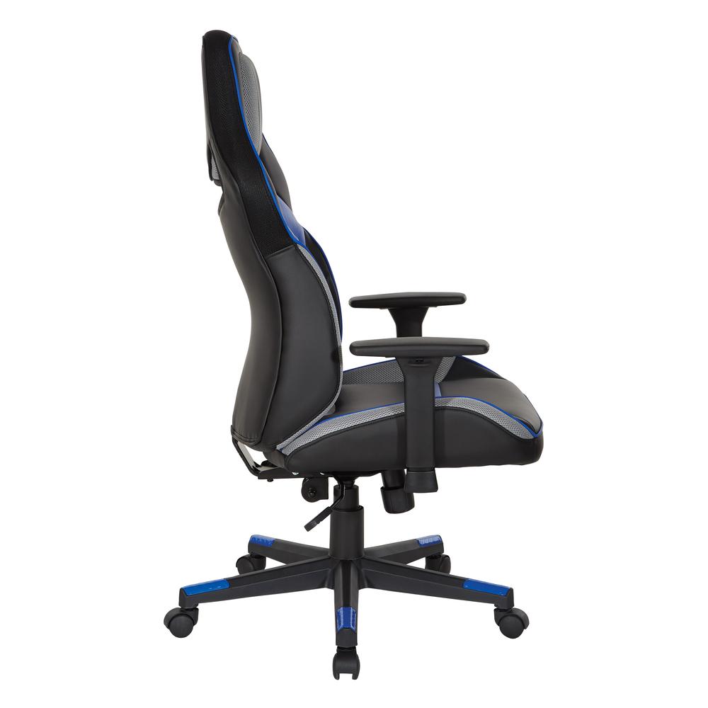 Eliminator Gaming Chair in Faux Leather with Blue Accents, ELM25-BL. Picture 4