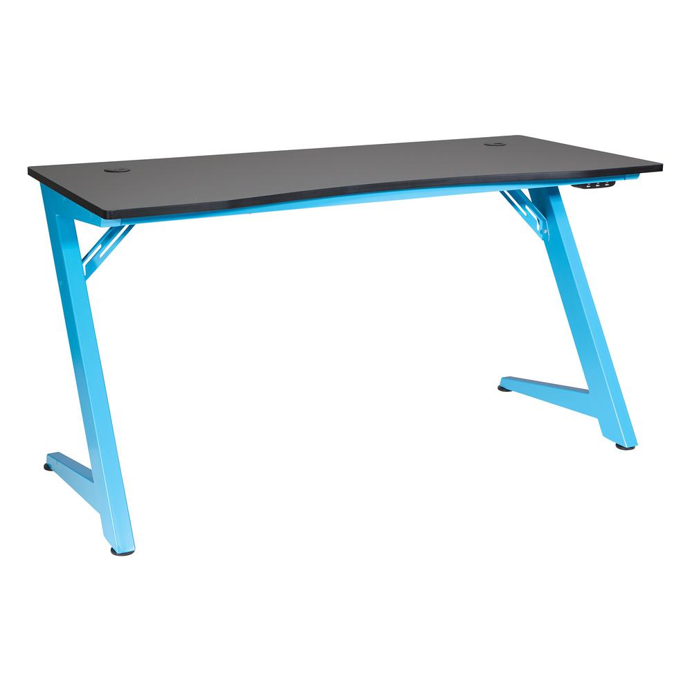 Beta Battlestation Gaming Desk with Black Carbon Top and Matte Blue Legs, BET25-BLU. Picture 1