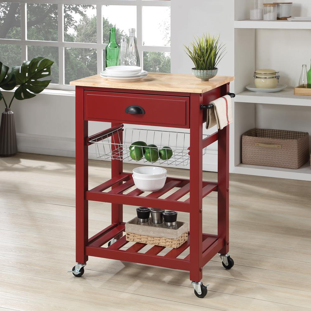 Hampton Kitchen Cart Red. Picture 7
