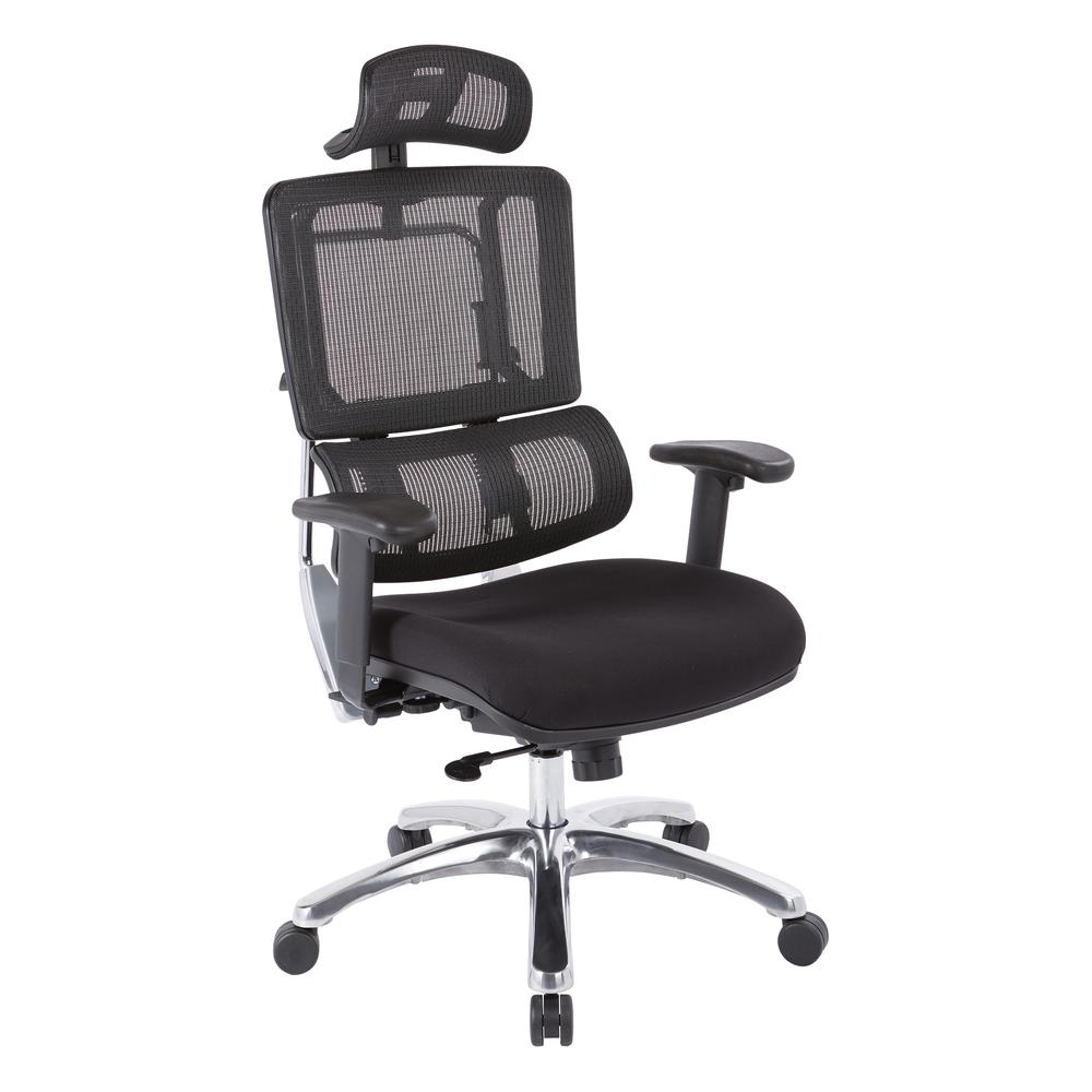 Vertical Black Mesh Back Chair with Headrest. Picture 1