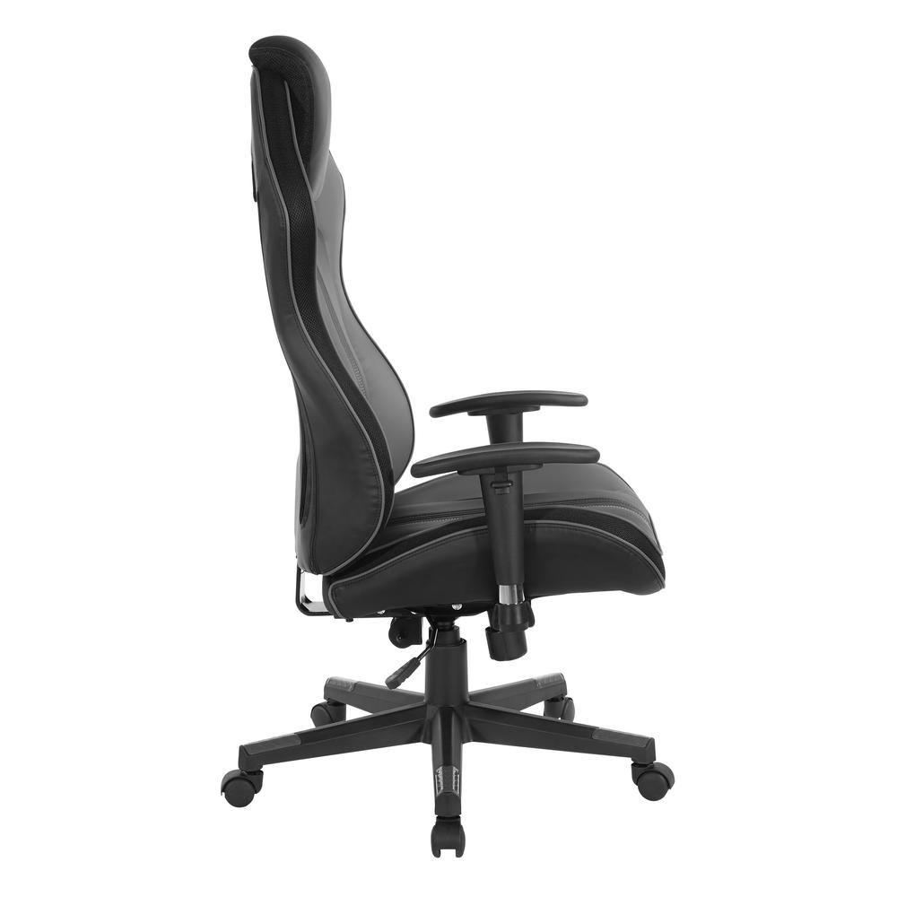 BOA II Gaming Chair in Bonded Leather with Grey Accents, BOA225-GRY. Picture 4