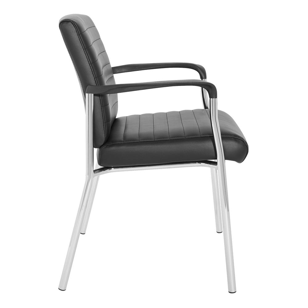 Guest Chair in Black Faux Leather with Chrome Frame, FL38610C-U6. Picture 3