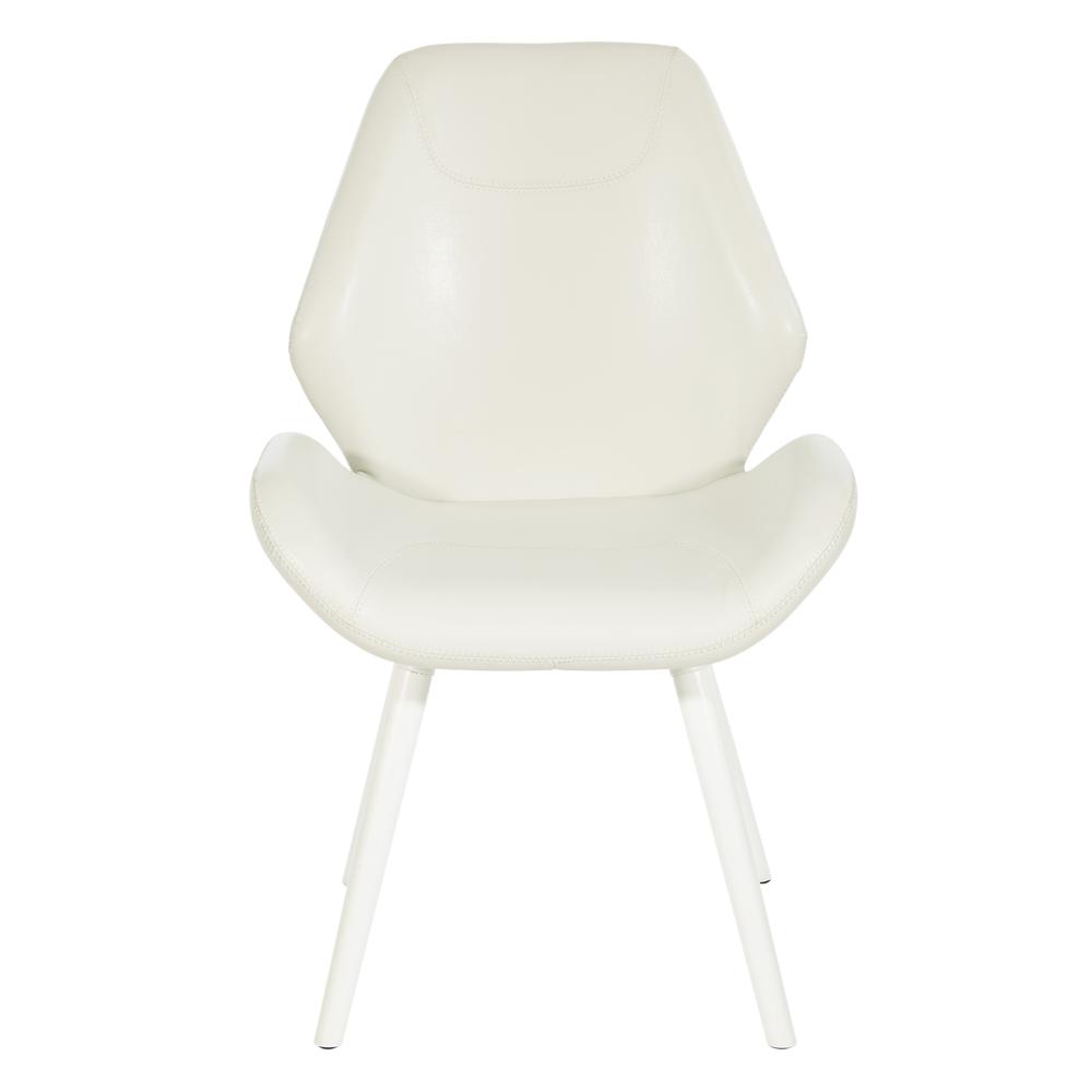 Ventura Dining Chair with White Wood Legs in White Faux Leather 2-Pack, VENTW2-DU11. Picture 3