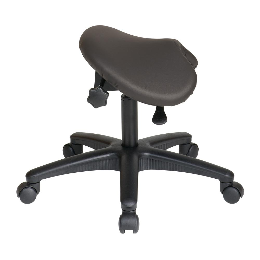 Pneumatic Drafting Chair Backless stool with Saddle Seat and Seat Angle Adjustment in Dillon Graphite, ST203-R111. Picture 2