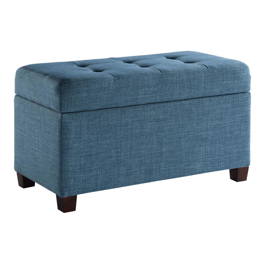Storage Ottoman in Blue Fabric, MET804-M21. Picture 1