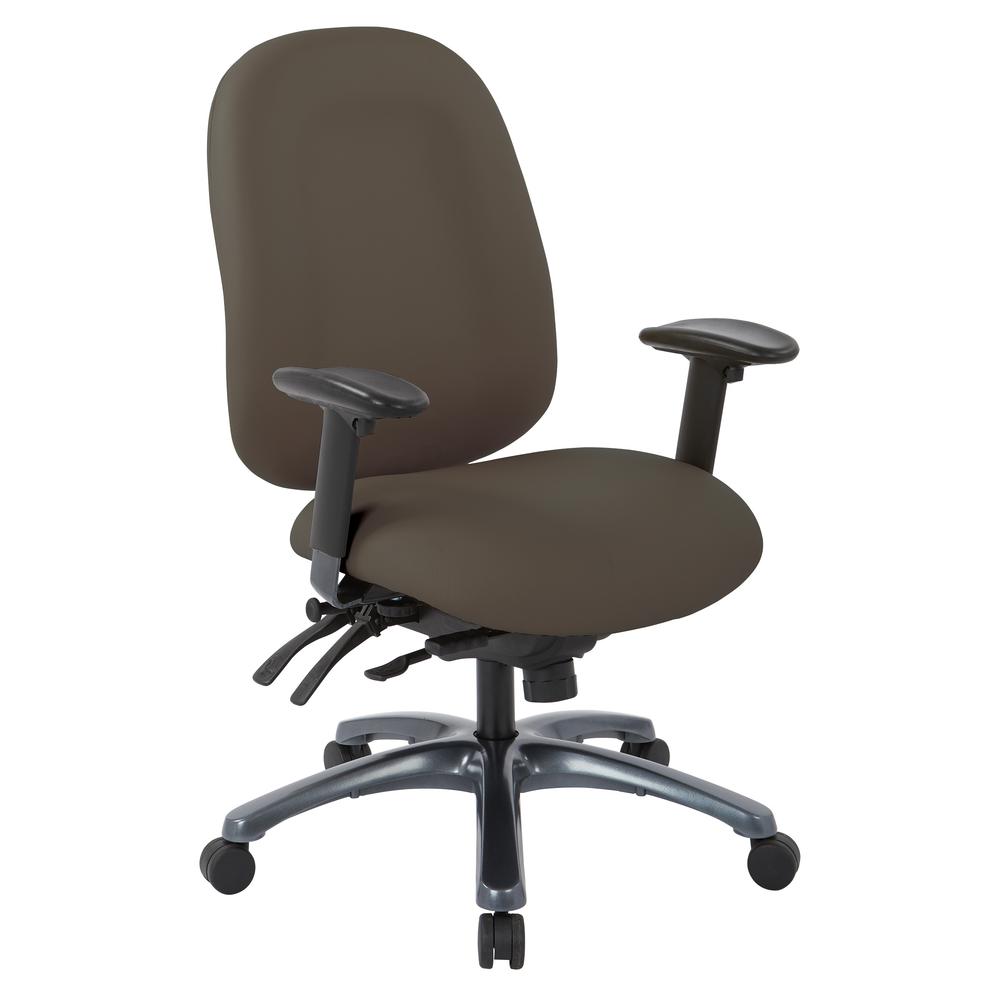 Multi-Function High Back Chair with Seat Slider and Titanium Finish Base in Dillon Graphite, 8511-R111. Picture 1