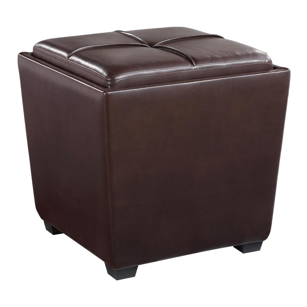 Rockford Storage Ottoman in Cocoa Faux Leather, RCK361-PD24. Picture 1