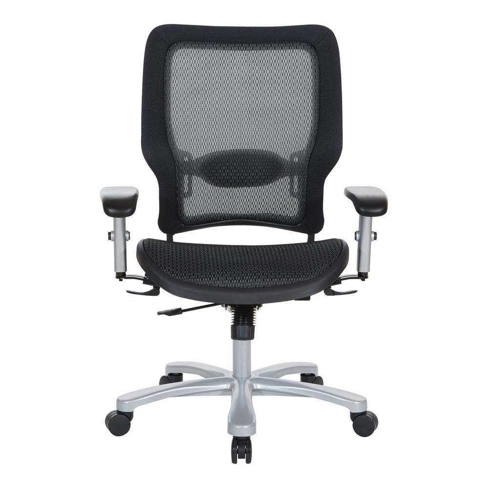 Air Grid Seat and Back Big & Tall Chair with Adjustable Lumbar Support, 2-Way Adjustable Arms and Aluminum Silver Base, 63-11A653R. Picture 3
