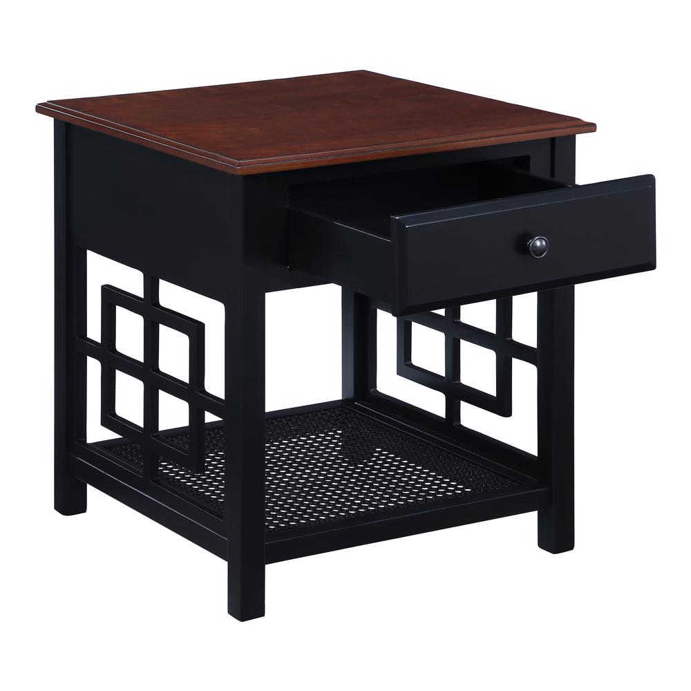 Oxford Side Table with Drawer, Black Frame / Cherry Top. Picture 7