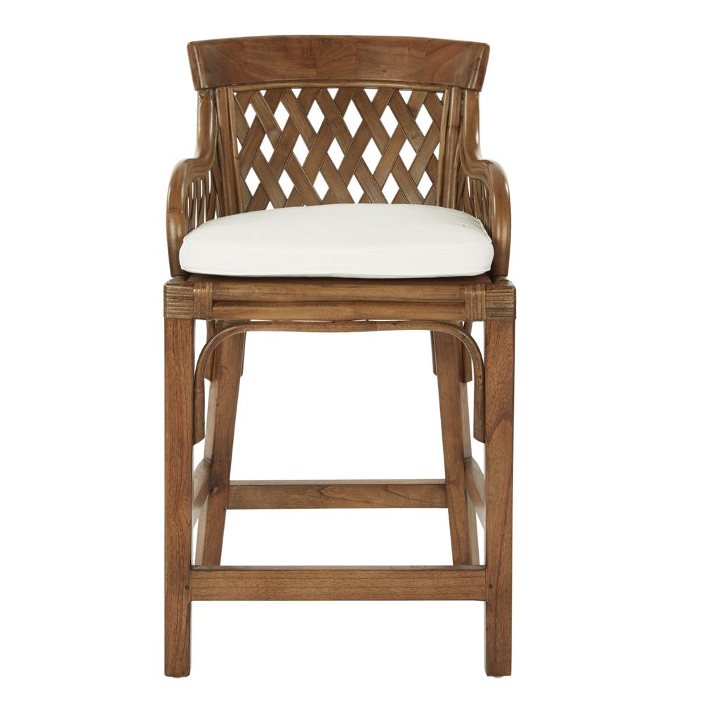 Plantation 24" Counter Stool with Brown Stained Wood Rattan Frame Finish, PLN158-BRS. Picture 2