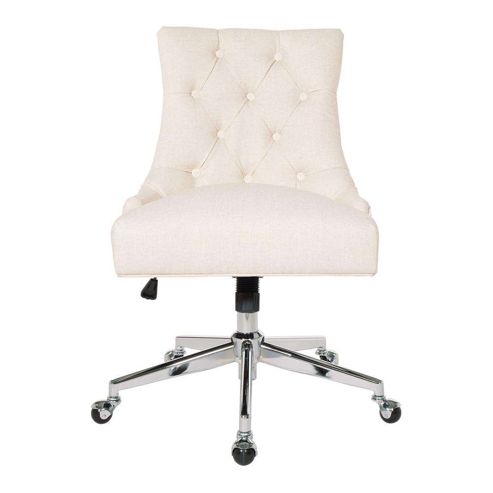 Amelia Office Chair in Linen Fabric with Chrome Base, AME26-L32. Picture 2