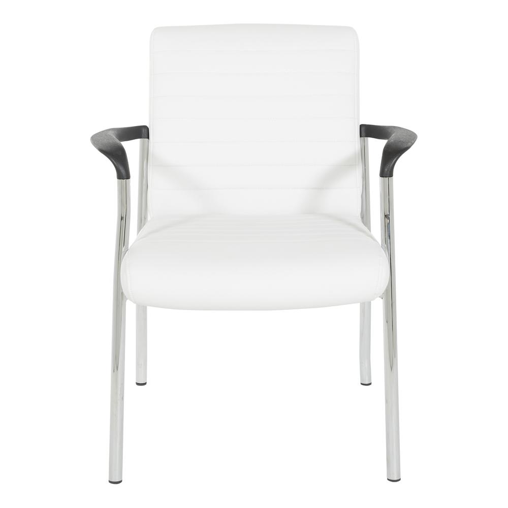 Guest Chair in White Faux Leather with Chrome Frame, FL38610C-U11. Picture 2